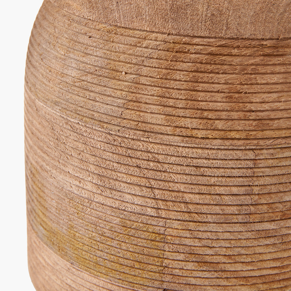 Nelu Natural Engraved Wood Dome Table Lamp - Base Only